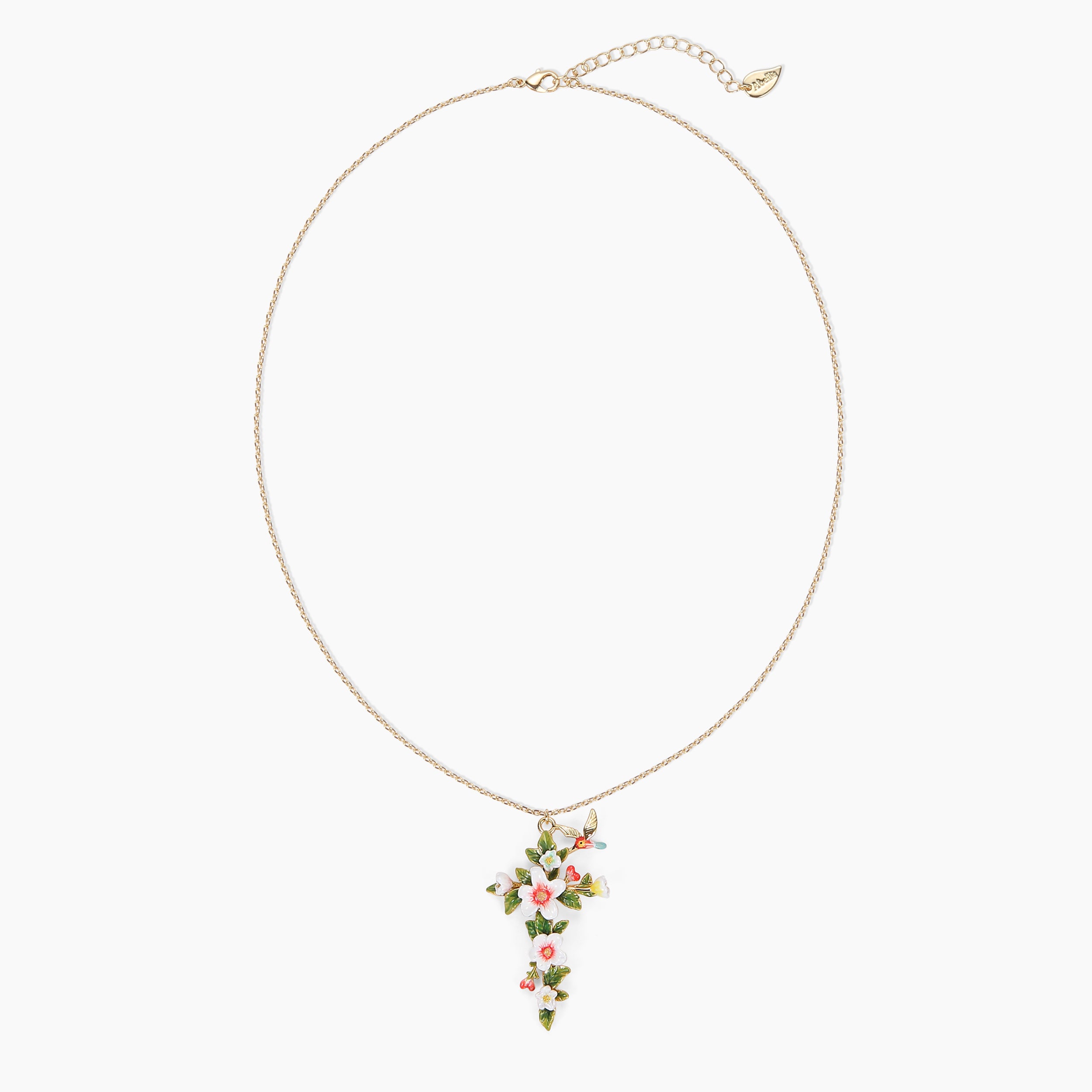 Full view of Abellé Bloom necklace chain and clasp – 18K gold-plated enamel jewelry
