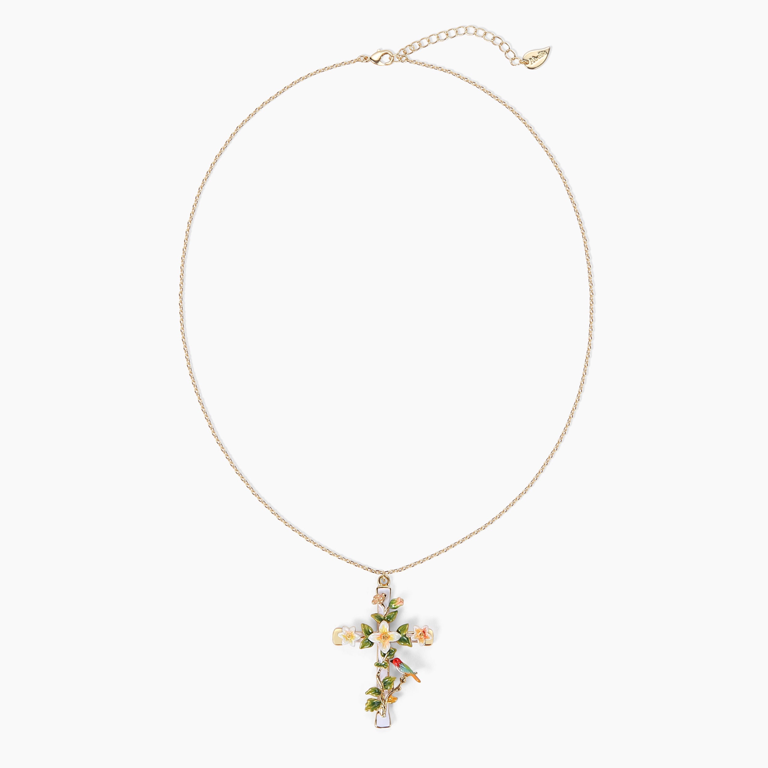Full view of Abellé Joy necklace chain and clasp – 18K gold-plated enamel jewelry