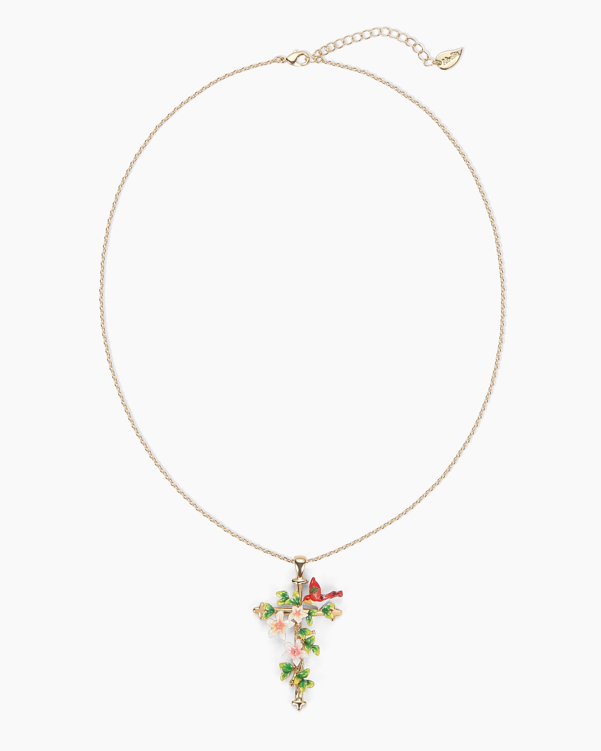 Full view of Abellé Promise necklace chain and clasp – 18K gold-plated enamel jewelry