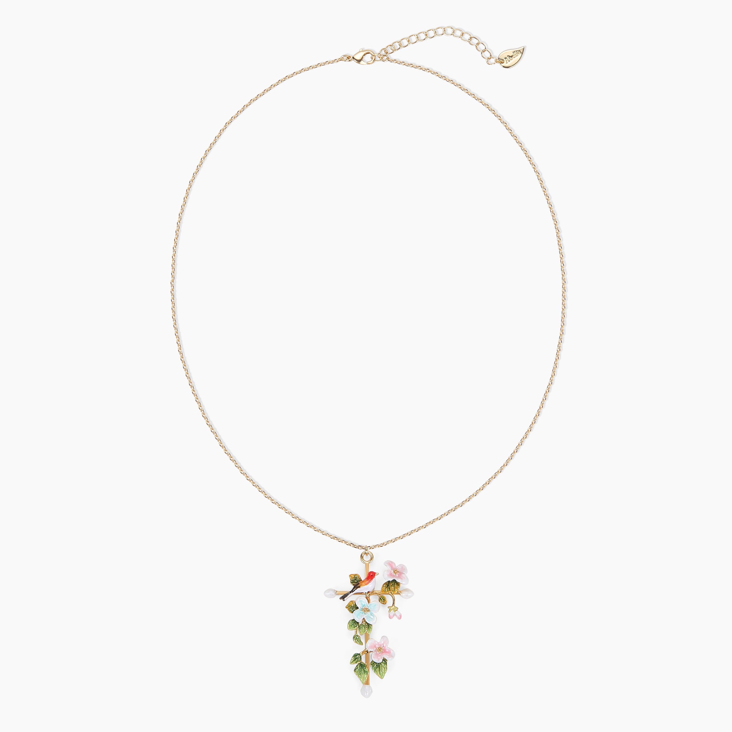Full view of Abellé Serenity necklace chain and clasp – 18K gold-plated enamel jewelry