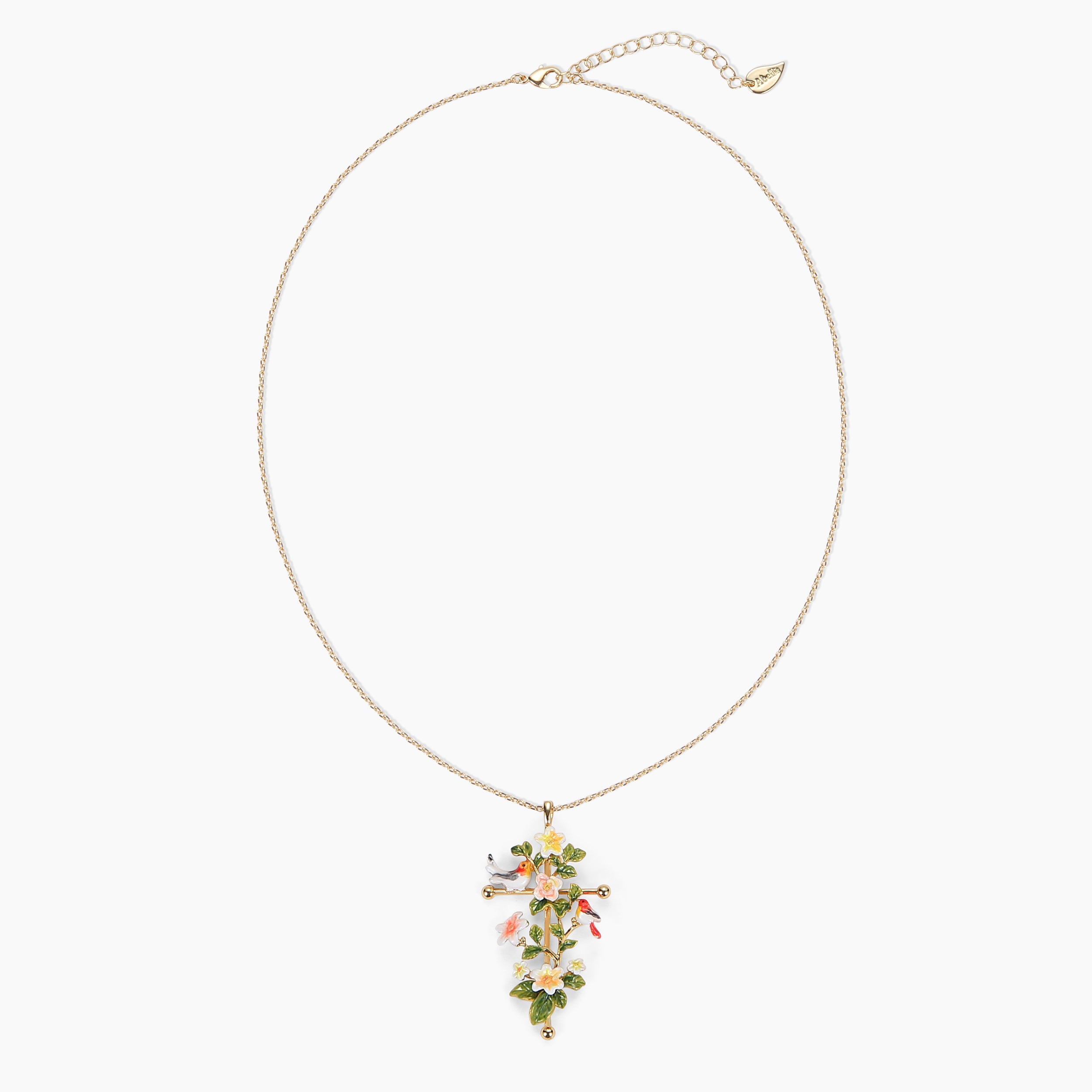 Full view of Abellé Dawn necklace chain and clasp – 18K gold-plated enamel jewelry